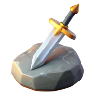 impressive traditional A gleaming longsword, embedded in a stone exclusive png