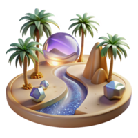 impressive classic Path Through Desert Oasis with Palm Trees Transparent Element premium png
