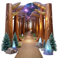 beautiful vintage Path Through a Redwood Forest with Tall Trees Isolated authentic png
