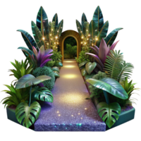 elegant modern Path Through Dense Jungle with Colorful Birds Isolated Element exclusive png