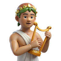 impressive creative Apollo, God of Music and Poetry, playing a lyre, authentic png