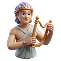 serene abstract Apollo, God of Music and Poetry, playing a lyre, authentic png