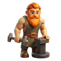 vibrant traditional Hephaestus, God of the Forge, with hammer and anvil, high quality png