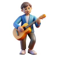 extraordinary rustic Determined musician with a guitar, authentic png