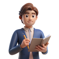 impressive artistic Pensive writer with a pen and notebook, premium png