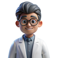 beautiful creative Curious scientist with lab coat, high quality png