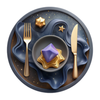 impressive modern Plate with Fork and Knife Top View Isolated Element genuine png