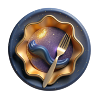 beautiful rustic Plate with Fork and Knife Top View Isolated Element high resolution png