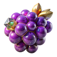 extraordinary artistic Purple Grapes Cluster with Stem Transparent Background authentic png