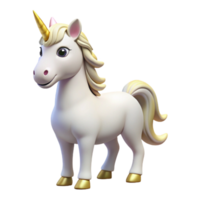 stunning artistic A whimsical unicorn, white coat, golden horn, premium png