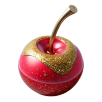 elegant classic Red Cherry with Stem Cutout Element high resolution png