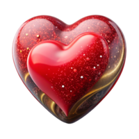 elegant contemporary Red Heart Shape Isolated on Transparent Background high resolution png