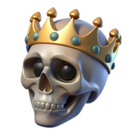 extraordinary classic A realistic rendering of a human skull wearing a jeweled crown, premium png