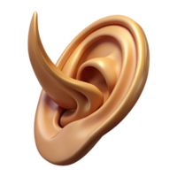 elegant classic A highly detailed illustration of a single elven ear, pointed and elegant, high resolution png