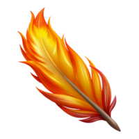 wonderful vintage A detailed drawing of a phoenix feather, burning with vibrant colors, high resolution png