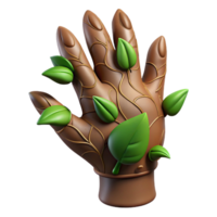 elegant minimalist A detailed illustration of a dryad's hand, covered in bark and leaves, detailed png