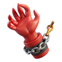 extraordinary artistic A realistic rendering of a chained demon hand reaching out, high quality png