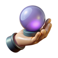 vibrant traditional A realistic rendering of a witch's hand holding a glowing crystal ball, high quality png