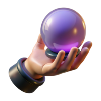 beautiful traditional A realistic rendering of a witch's hand holding a glowing crystal ball, premium png
