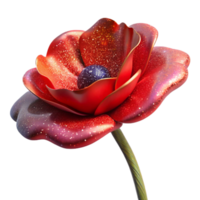 serene rustic Red Poppy Flower with Stem Cutout Element high resolution png
