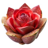 vibrant modern Red Rose Close Up Cutout on Transparent Background original png