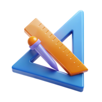 beautiful artistic Architect's T-square and triangle original png