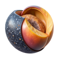 serene modern Ripe Peach Cut in Half Isolated genuine png