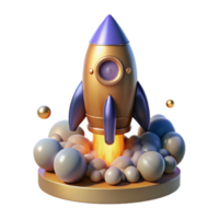 vibrant classic Rocket Launchpad with Smoke Cutout Isolated Element original png