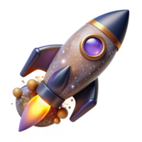 serene vintage Rocket Launching Into Starry Sky Cutout Isolated Element high quality png