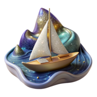 vibrant abstract Sailboat on Calm Water Tranquil Journey Isolated high resolution png