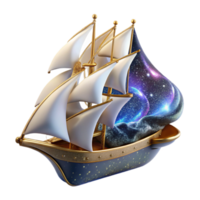 extraordinary rustic Sailing Ship with White Sails Cutout Isolated authentic png