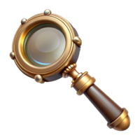 impressive abstract Steampunk magnifying glass with a brass handle and intricate details authentic png