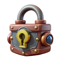 magnificent artistic Steampunk lock with intricate tumblers and a keyhole authentic png
