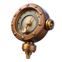 dramatic vintage Steampunk gauge with a needle and intricate markings high quality png