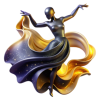 impressive abstract Silhouette of a Dancing Figure Cutout with Flowing Movement detailed png