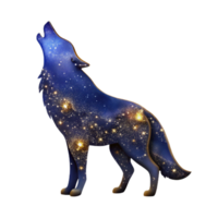 magnificent traditional Silhouette of a Howling Wolf Cutout with Dark Blue Background professional png