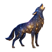 wonderful minimalist Silhouette of a Howling Wolf Cutout with Dark Blue Background premium png