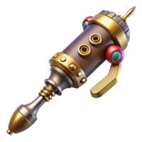 extraordinary abstract Steampunk screwdriver with a brass handle and interchangeable bits authentic png