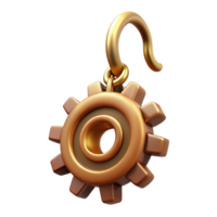 serene rustic Steampunk earring with a dangling gear and a brass hook authentic png