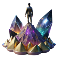 dramatic minimalist Silhouette of Person on Mountain Ridge Transparent Background high resolution png