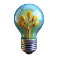 wonderful rustic A lightbulb with a glowing filament shaped like a tree, premium png
