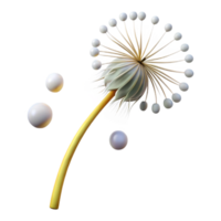 dramatic minimalist A single dandelion seedhead with seeds floating away, authentic png