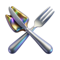 elegant rustic Silver Fork and Knife Crossed Cutout high resolution png