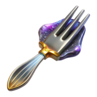 elegant modern Silver Fork Side View Isolated Transparent Background authentic png