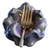 beautiful artistic Silver Fork Front View Isolated original png