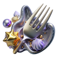 extraordinary rustic Silver Fork Detailed View Transparent Background authentic png