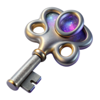 vibrant modern Silver Key Close Up Cutout original png