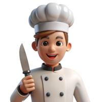 beautiful rustic Chef in uniform with knife, genuine png