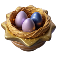 extraordinary abstract Single Bird Nest with Eggs Top View Isolated Element png