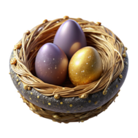 impressive artistic Single Bird Nest with Eggs Top View Isolated Element original png